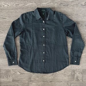 🌼RALPH LAUREN🌼 Navy and White Polka Dot Shirt